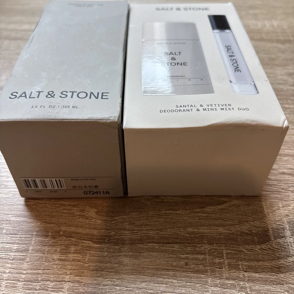 LOT OF 3 Salt & Stone Santal Vetiver 3.4 Oz Body Mist Mini 2.5 Oz Deodorant